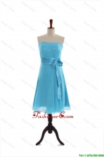 Discount Belt and Bowknot Short Prom Dress in Aqua Blue for 2016 DBEES228FOR