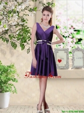 Discount V Neck Zipper Up Prom Dresses in Dark Purple BMT040FOR