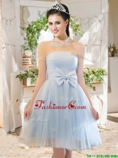 Elegant A Line Strapless Bowknot Short Prom Dress in Light Blue BMT0146FOR