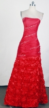 Elegant Column Strapless Floor-length Red Prom Dress LHJ42825