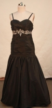 Elegant Mermaid Strap Floor-length Brown Beading Prom Dresses Style FA-C-212