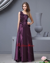 Elegant One Shoulder Beaded Prom Dresses with Hand Made Flowers DBEE476FOR