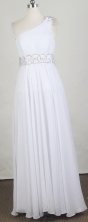 Exclusive Empire One Shoulder Floor-length White Prom Dress LHJ42882