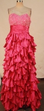 Exquisite Column Sweetheart-neck Floor-length Red Beading Prom Dresses Style FA-C-200