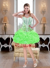 Exquisite Mini Length Beaded and Pick Ups Prom Dresses in Spring Green SJQDDT40003-3FOR