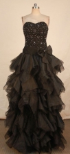 Fashionable A-line Sweetheart-neck Floor-length Black Beading Prom Dresses Style FA-C-142