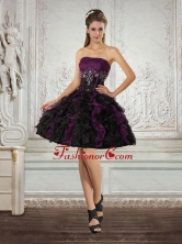 Fashionable Ball Gown Strapless Multi Color Prom Dresses with Ruffles and Embroidery QDZY027TZCFOR