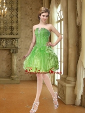 Fashionable Beading and Ruffles Prom Dresses in Lime Green for 2015 SJQDDT36003FOR