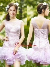 Fashionable Laced and Ruffled Short Prom Dress in Lavender BMT0101CFOR