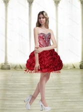 Fashionable Short Embroidery Wine Red Prom Dresses for 2015 SJQDDT31003FOR