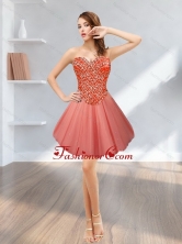 Fashionable Short Tulle Sweetheart Beading 2015 Prom Dresses in Watermelon SJQDDT12003-3FOR