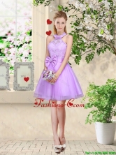 Feminine Halter Top Laced and Bowknot Prom Dresses in Lavender BMT036AFOR