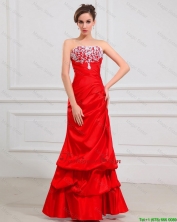 Luxurious Column Strapless Appliques Prom Dresses in Red DBEE513FOR