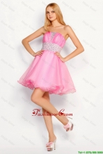 Modern Rose Pink Short Prom Dresses with Beading for 2016 DBEE536FOR