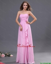 Modest Ruching and Hand Made Flower Prom Dress in Rose Pink DBEE397FOR