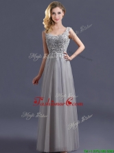 Most Popular Scoop Grey Long Prom Dress with Appliques BMT0135BFOR