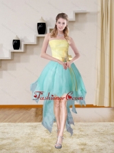 Multi Color Strapless High Low 2015 Fashionable Prom Gown with Bowknot MLXNHY05TZBFOR