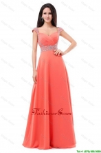 Perfect 2016 Straps Beaded Prom Dresses with Cap Sleeves DBEE039FOR