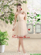 Perfect Short Strapless Champagne Prom Dresses with Belt BMT043DFOR