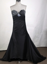Plus Size A-line Sweetheart Brush Black Prom Dress LHJ42836