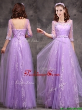 Popular Half Sleeves Lavender Prom Dress with Appliques and Beading BMT0160-3FOR