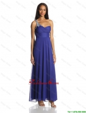Sexy Empire One Shoulder Ankle Length Chiffon Prom Dresses in Blue DBEE107FOR
