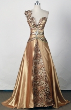 Sexy Empire One Shoulder Floor-length Gold  Prom Dress LHJ42815