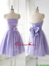 Simple Handcrafted Flower Tulle Lavender Prom Dress with Strapless  BMT0147CFOR