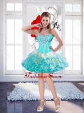 Sweet Ball Gown Aqua Blue Prom Dresses with Appliques and Beading SJQDDT49003FOR