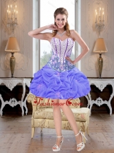 Wonderful 2015 Mini Length Beaded Lavender Prom Dresses with Pick Ups SJQDDT40003-1FOR