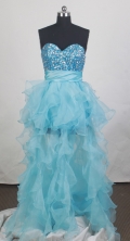 Wonderful Empire Sweetheart Floor-length Aqua Blue Prom Dress LHJ42873