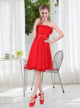 Wonderful Ruching Strapless Bowknot Prom Dress in Red BMT001DFOR