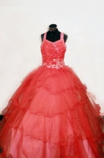  Luxurious Ball Gown Off The Shoulder Neckline Floor-Length Watermelon Beading and Appliques Flower Girl Dresses Style FA-S-417