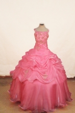  Luxurious Ball Gown Square Floor-length Pink Appliques With Beading Flower Girl Dresses Style FA-C-260
