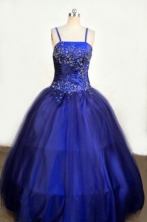  Romantic Ball gown Strap Floor-length Blue Appliques With Beading Flower Girl Dresses Style FA-C-248