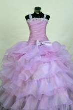  Romantic Ball gown Strap Floor-length Purple Beading Flower Girl Dresses Style FA-C-280