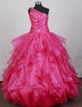 2012 Beautiful Ball Gown One-shoulder Floor-length Little Gril Pagant Dress Style RFGDC064