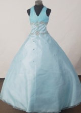 2012 Brand new Ball Gown Halter Top Floor-length Flower Girl Dress Style RFGDC030