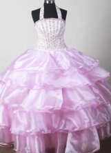 2012 Discout Ball Gown Halter Top Floor-length Flower Girl Dress  Style RFGDC05