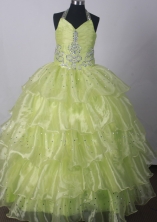 2012 Fashionable Ball Gown Halter Top Floor-length Flower Girl Dress Style RFGDC010