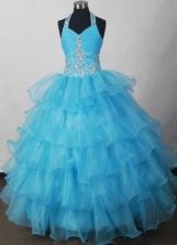 2012 Lovely Ball Gown Halter Top Floor-length Flower Girl Dress  Style RFGDC018