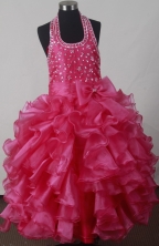 2012 Luxurious Ball Gown Halter Top Floor-length Flower Girl Dress Style RFGDC033