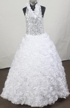 2012 Luxurious Ball Gown Halter Top Floor-length Flower Girl Dress Style RFGDC089