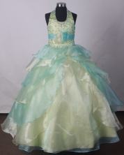2012 Modest Ball Gown Halter Top Floor-length Flower Girl Dress Style RFGDC09