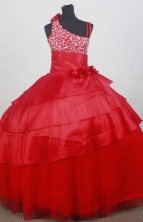 2012 Modest Ball Gown One-shoulder Floor-length Flower Girl Dress  Style RFGDC0114