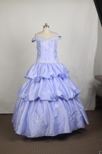 2012 Romantic Ball Gown Off The Shoulder Floor-length Flower Girl Dress Style RFGDC097