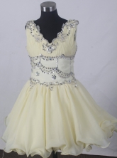 2012 Romantic Ball Gown V-neck Floor-length Little Gril Pagant Dress Style RFGDC050