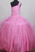 2012 Sweet Ball Gown One-shoulder Floor-length Flower Girl Dress  Style RFGDC0102