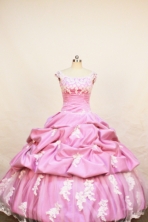 Affordable Ball Gown Off The Shoulder Neckline Floor-Length Rose Pink Beading and Appliques Flower Girl Dresses Style FA-S-220