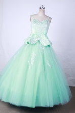Affordable Ball Gown Straps Floor-Length Light Blue Beading and Appliques Flower Girl Dresses Style Y042302